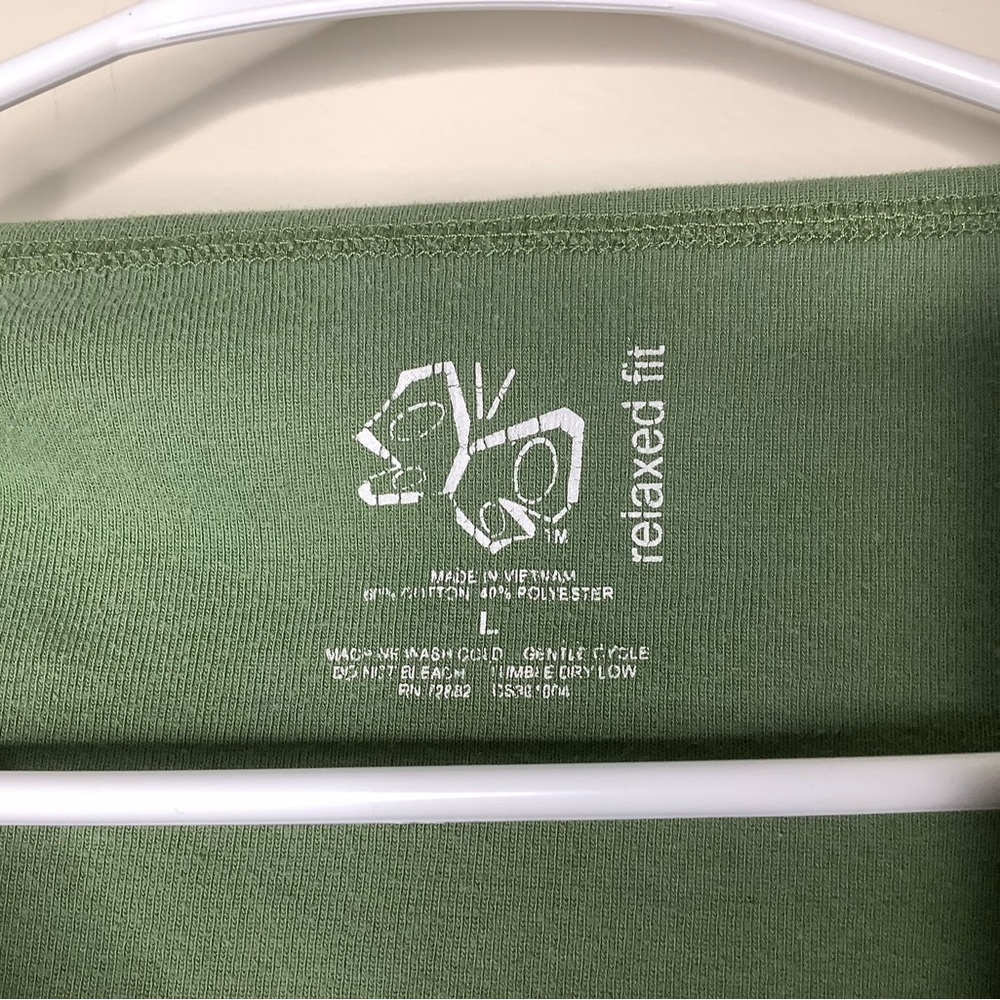 < Y2K Green Striped Henley Long Sleeve Shirt > - Picture 4 of 5
